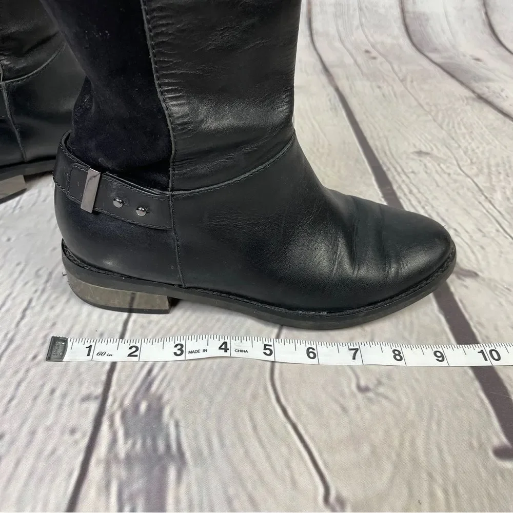 COLE HAAN Adler black leather & suede tall pull on riding boots, size 6 - Picture 11 of 13